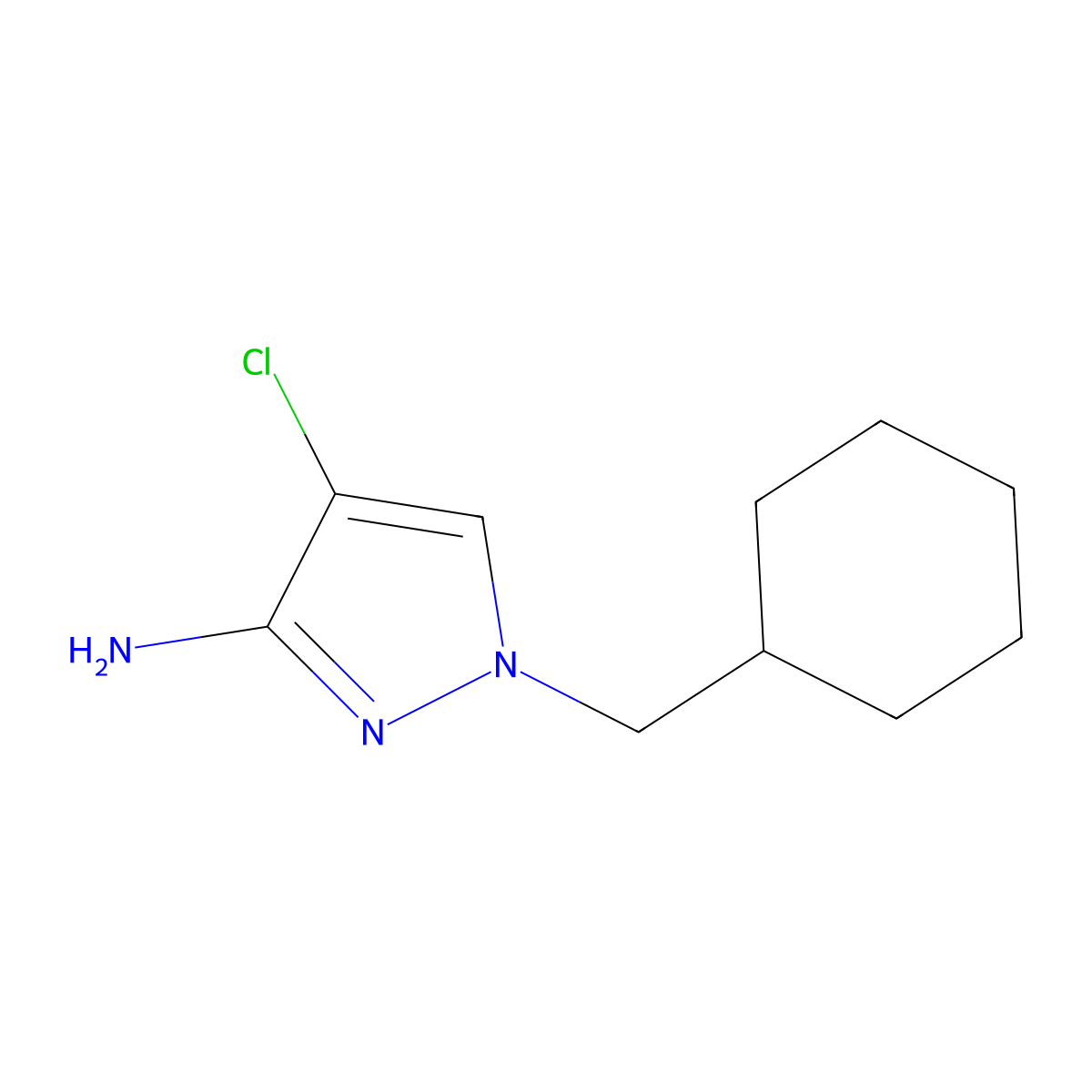 4-Chloro-1-(cyclohexylmethyl)-1H-pyrazol-3-amine molecular structure, CAS 1344362-59-9