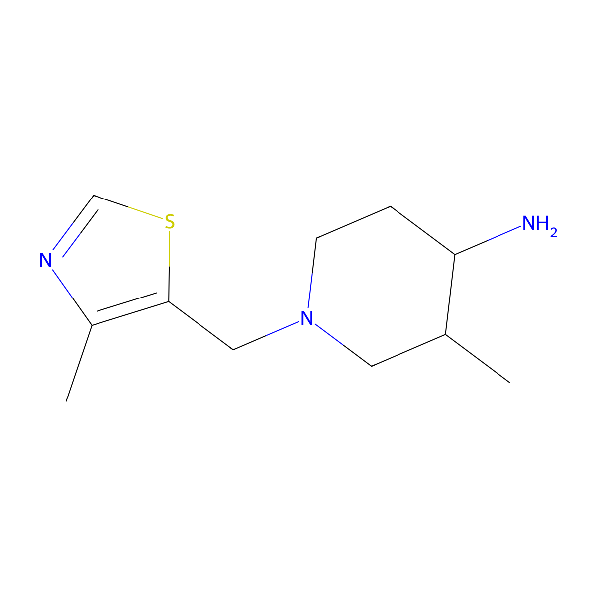 3-Methyl-1-((4-methylthiazol-5-yl)methyl)piperidin-4-amine molecular structure, CAS 1344366-42-2