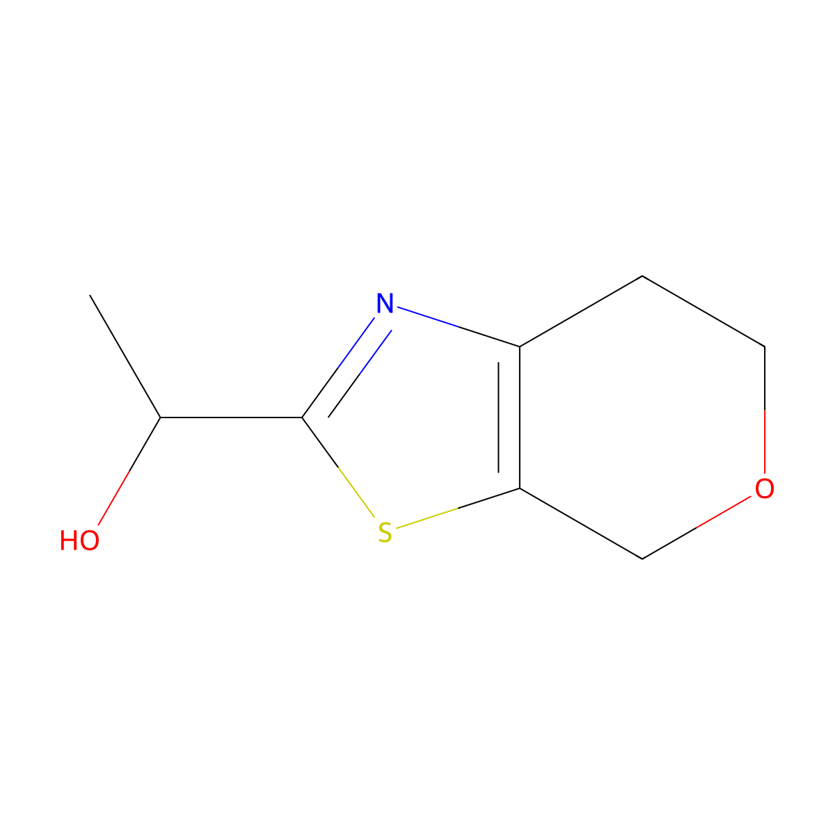 1-(4H,6H,7H-Pyrano[4,3-D][1,3]thiazol-2-YL)ethan-1-OL molecular structure, CAS 1344367-35-6