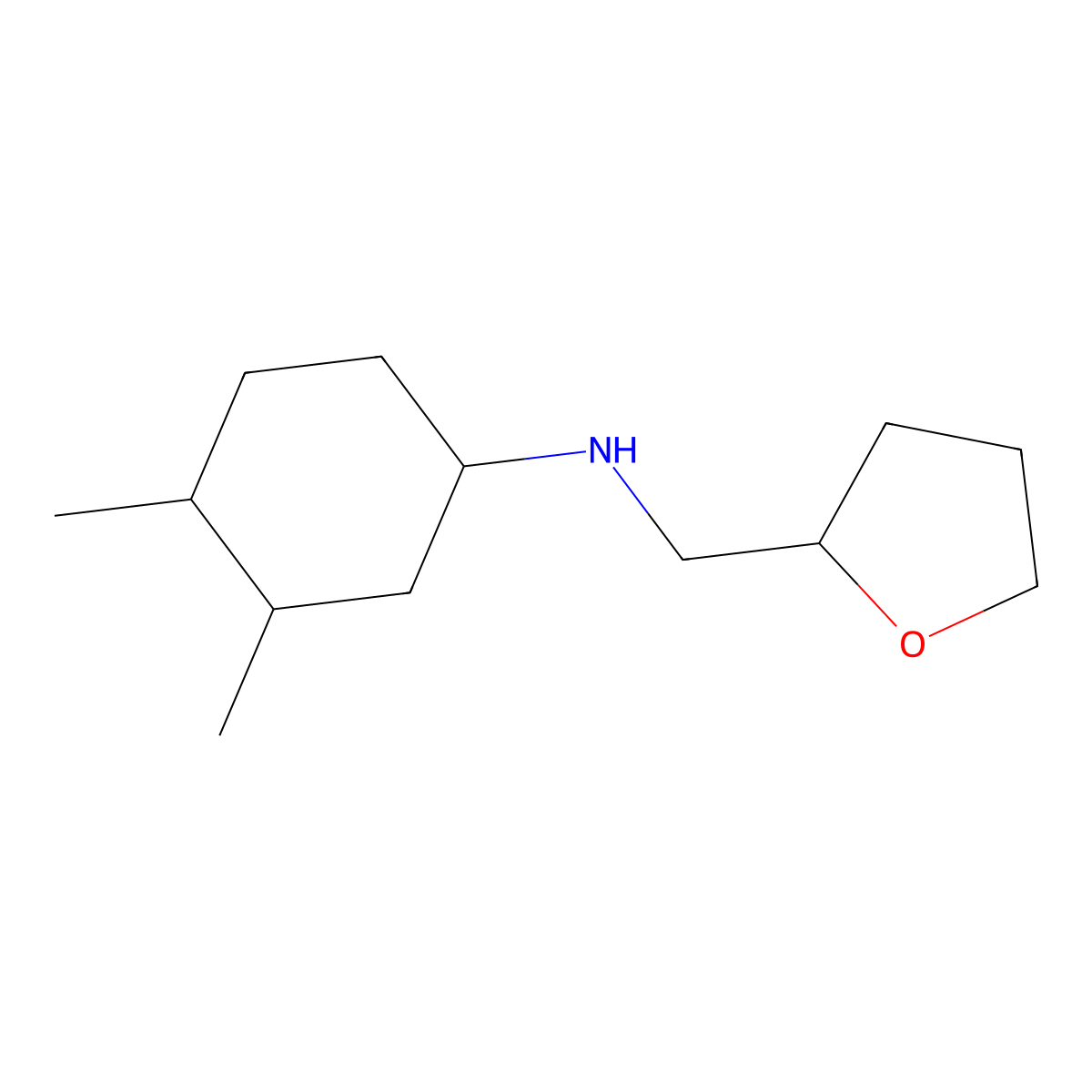 3,4-dimethyl-N-[(oxolan-2-yl)methyl]cyclohexan-1-amine molecular structure, CAS 1344368-32-6