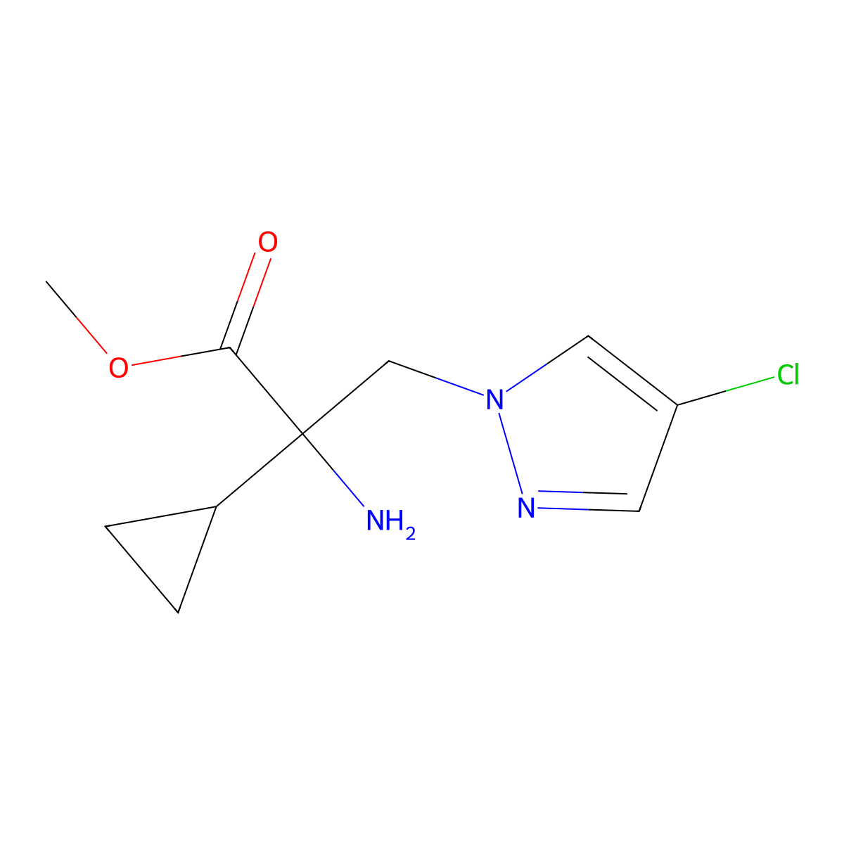 Methyl 2-amino-3-(4-chloro-1h-pyrazol-1-yl)-2-cyclopropylpropanoate molecular structure, CAS 1344369-21-6