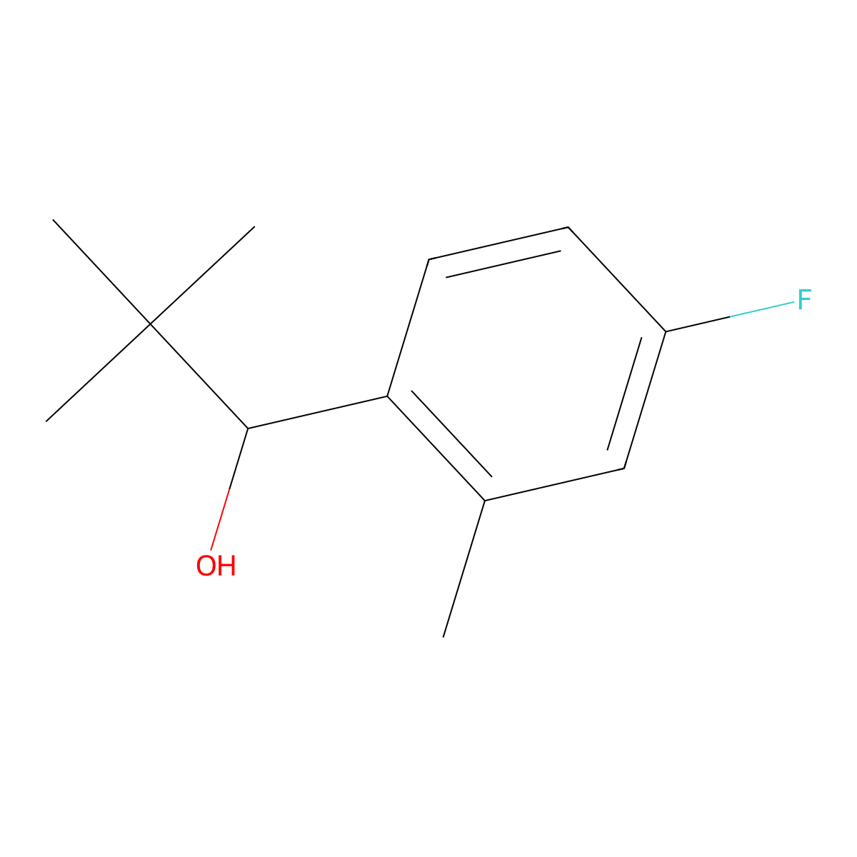 1-(4-Fluoro-2-methylphenyl)-2,2-dimethylpropan-1-ol molecular structure, CAS 1344376-91-5