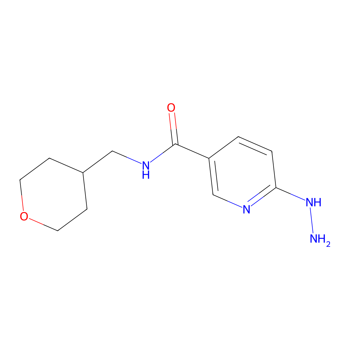 6-hydrazinyl-N-((tetrahydro-2H-pyran-4-yl)methyl)nicotinamide molecular structure, CAS 1344381-64-1