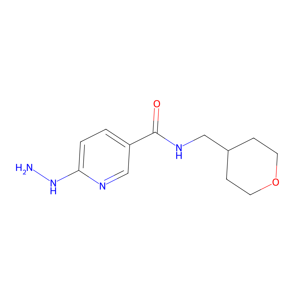 6-hydrazinyl-N-((tetrahydro-2H-pyran-4-yl)methyl)nicotinamide molecular structure, CAS 1344381-64-1