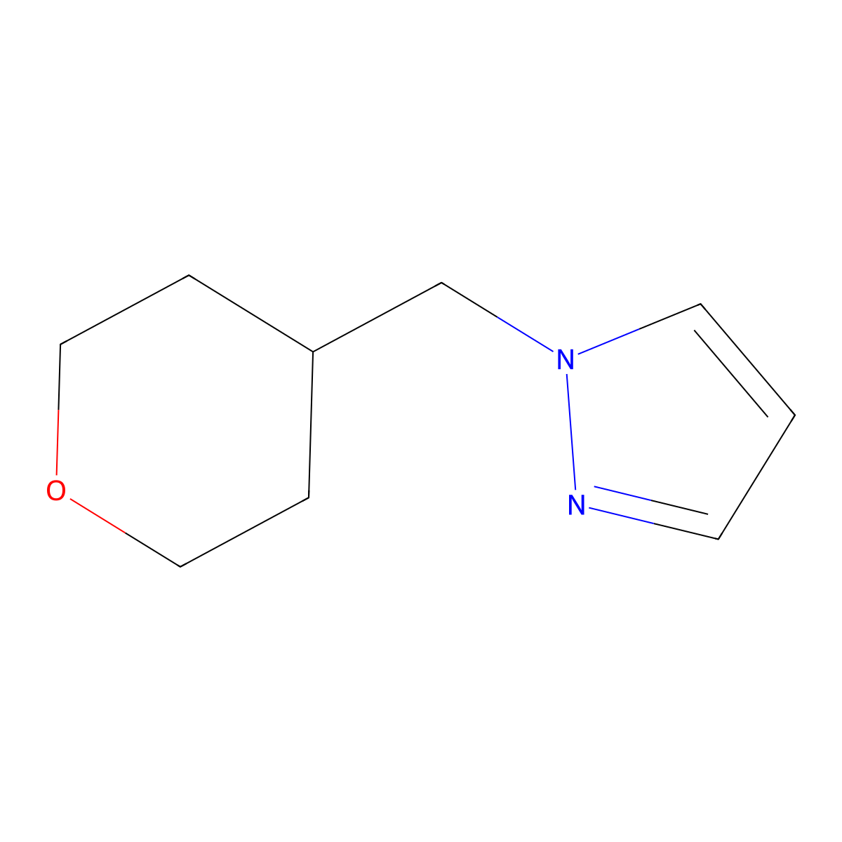 1-[(oxan-4-yl)methyl]-1H-pyrazole molecular structure, CAS 1344382-76-8