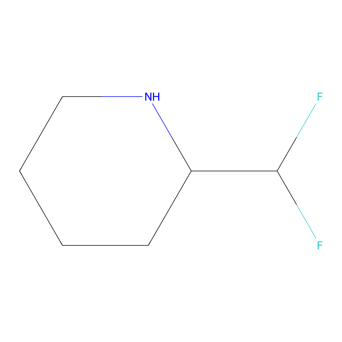 (2R)-2-(difluoromethyl)piperidine molecular structure, CAS 1344386-45-3