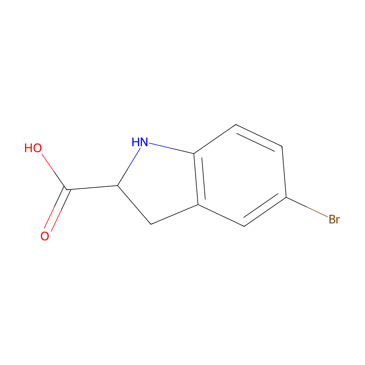 (2S)-5-Bromo-2,3-dihydro-1H-indole-2-carboxylic acid molecular structure, CAS 1344389-49-6