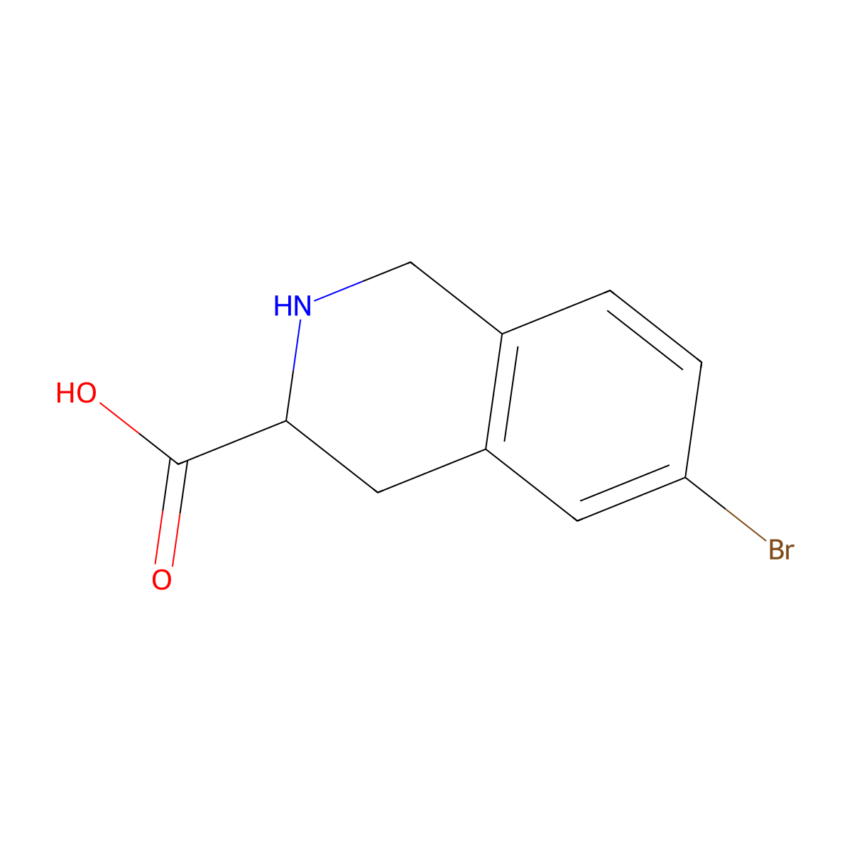 (3R)-6-Bromo-1,2,3,4-tetrahydroisoquinoline-3-carboxylic acid molecular structure, CAS 1344407-25-5