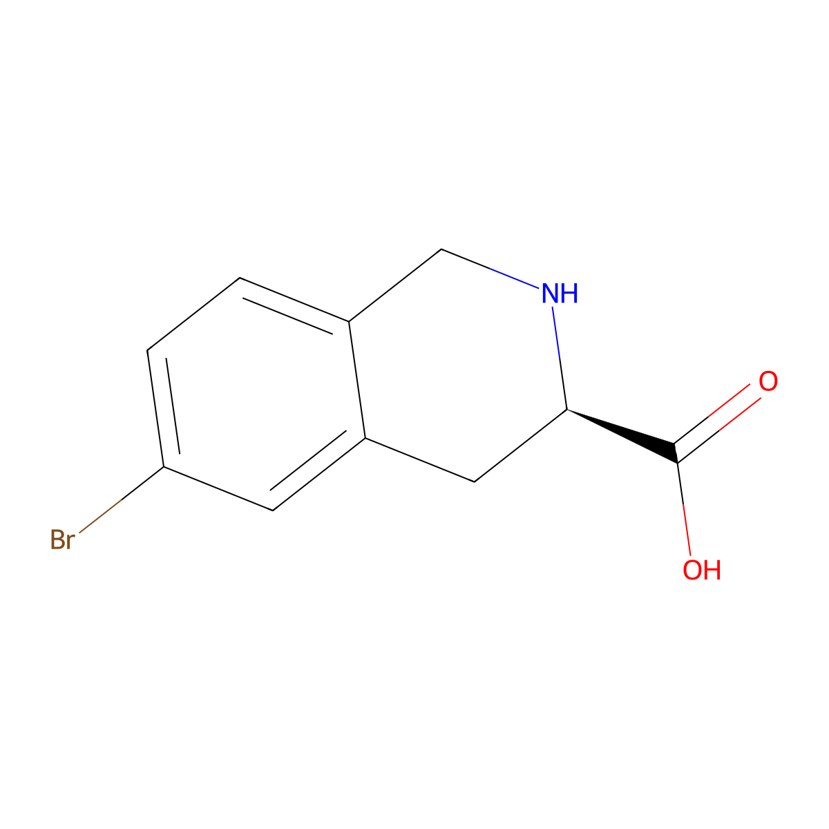 (3R)-6-Bromo-1,2,3,4-tetrahydroisoquinoline-3-carboxylic acid molecular structure, CAS 1344407-25-5