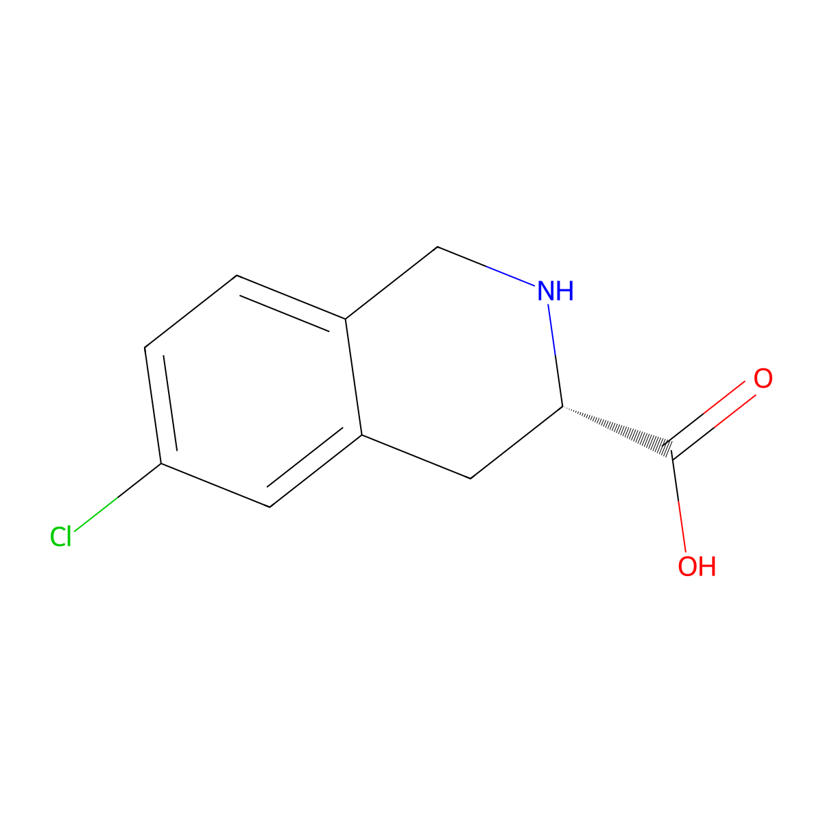 (S)-6-Chloro-1,2,3,4-tetrahydroisoquinoline-3-carboxylic acid molecular structure, CAS 1344407-69-7