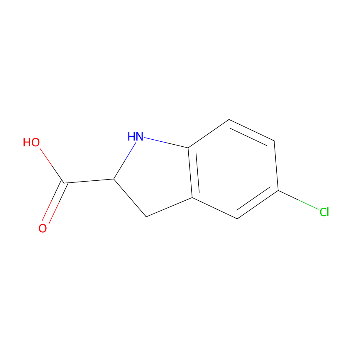 (2S)-5-chloro-2,3-dihydro-1H-indole-2-carboxylic acid molecular structure, CAS 1344408-15-6