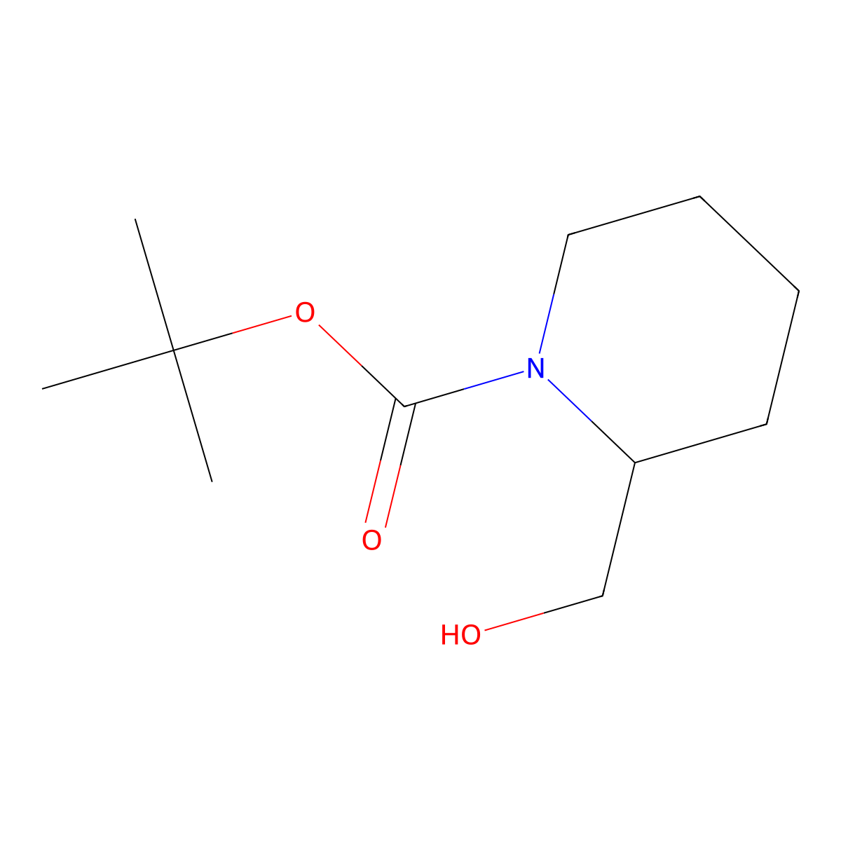 tert-butyl (2R)-2-(hydroxymethyl)piperidine-1-carboxylate molecular structure, CAS 134441-61-5