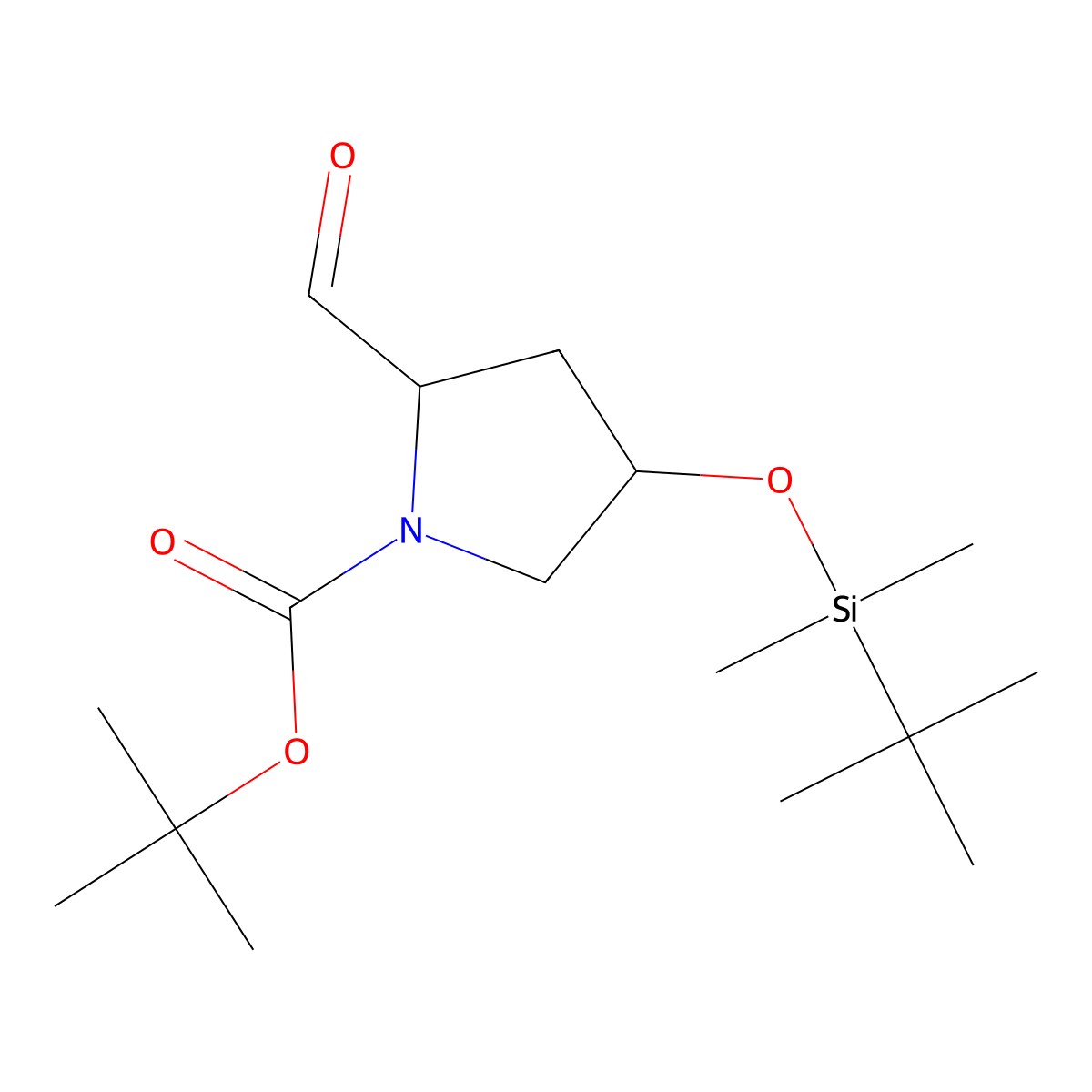 tert-Butyl (2S,4R)-4-((tert-butyldimethylsilyl)oxy)-2-formylpyrrolidine-1-carboxylate molecular structure, CAS 134441-71-7
