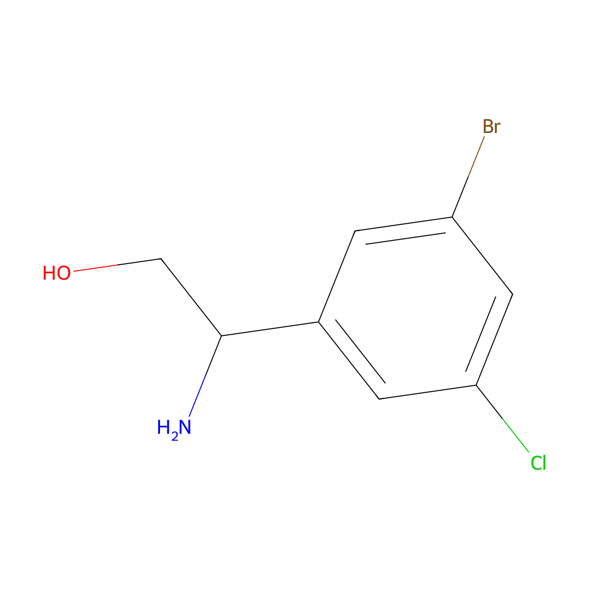 (2S)-2-amino-2-(3-bromo-5-chlorophenyl)ethan-1-ol molecular structure, CAS 1344417-25-9