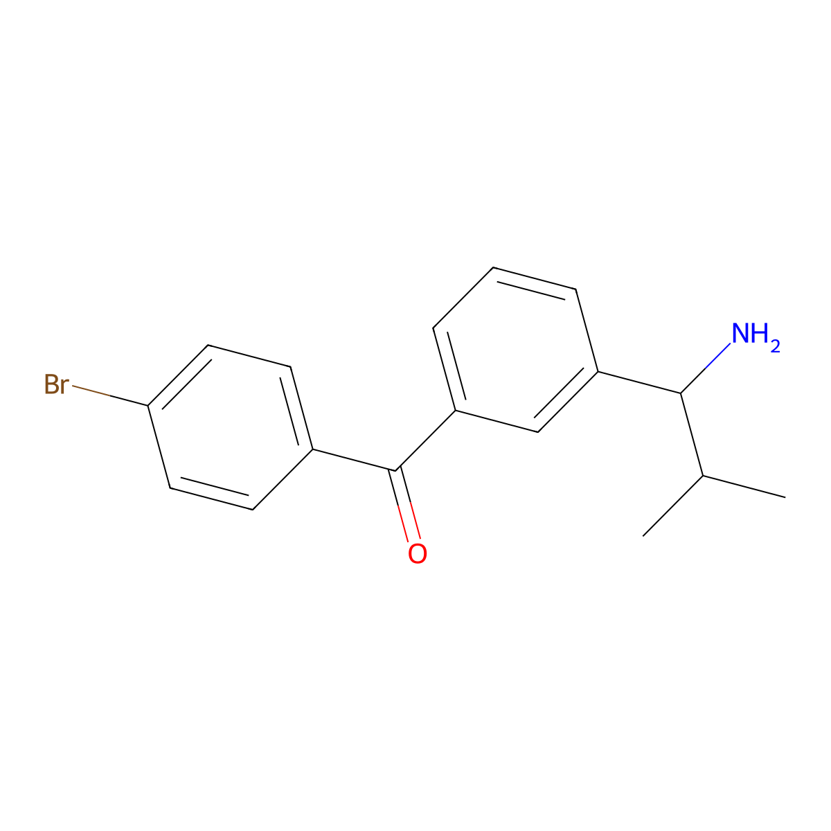 (R)-(3-(1-Amino-2-methylpropyl)phenyl)(4-bromophenyl)methanone molecular structure, CAS 1344419-10-8