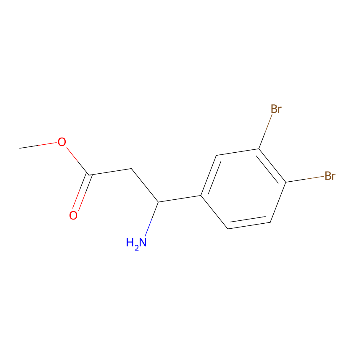 methyl (3S)-3-amino-3-(3,4-dibromophenyl)propanoate molecular structure, CAS 1344457-69-7