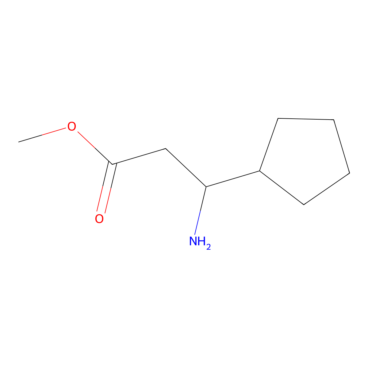 methyl (3S)-3-amino-3-cyclopentylpropanoate molecular structure, CAS 1344468-64-9