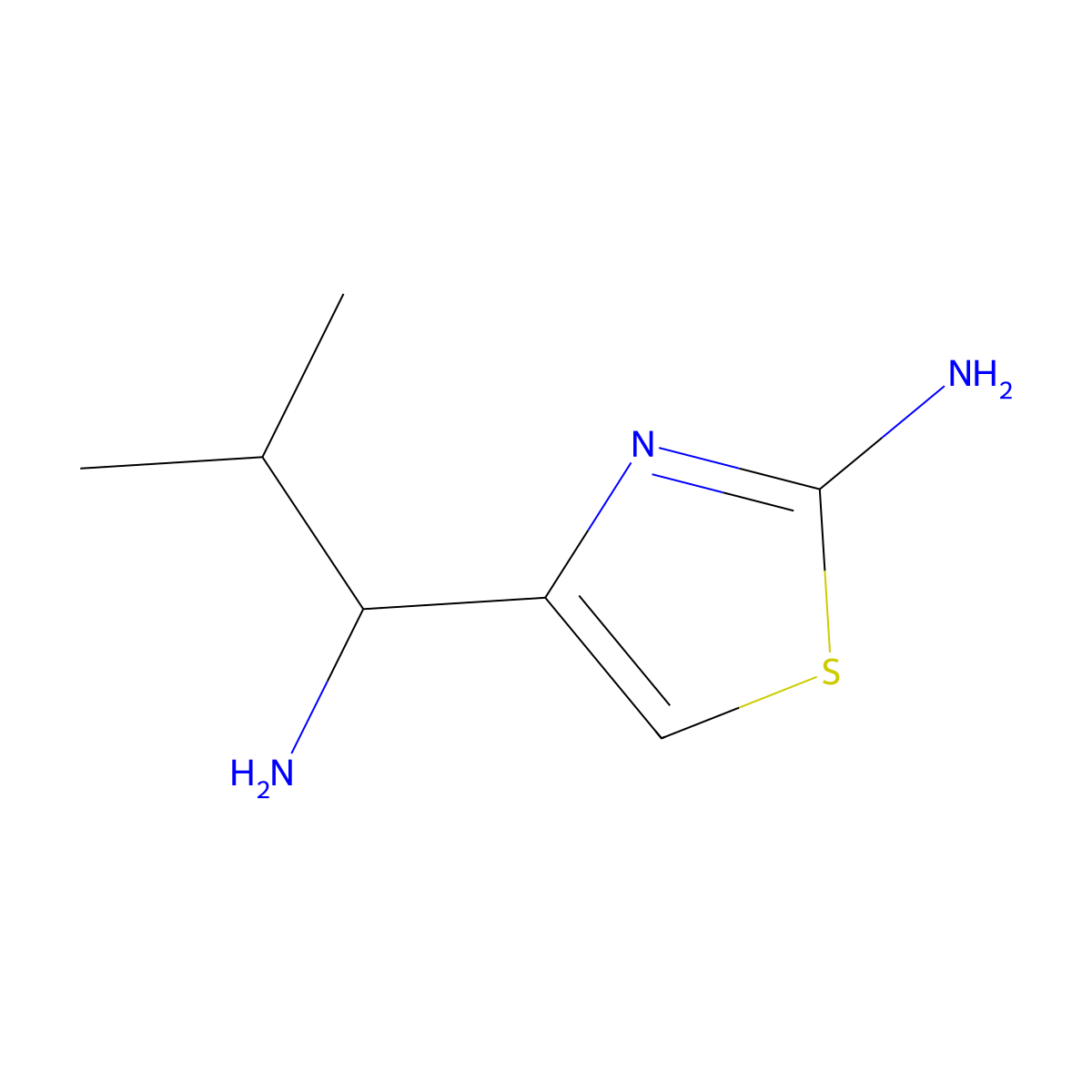 4-[(1S)-1-amino-2-methylpropyl]-1,3-thiazol-2-amine molecular structure, CAS 1344483-45-9