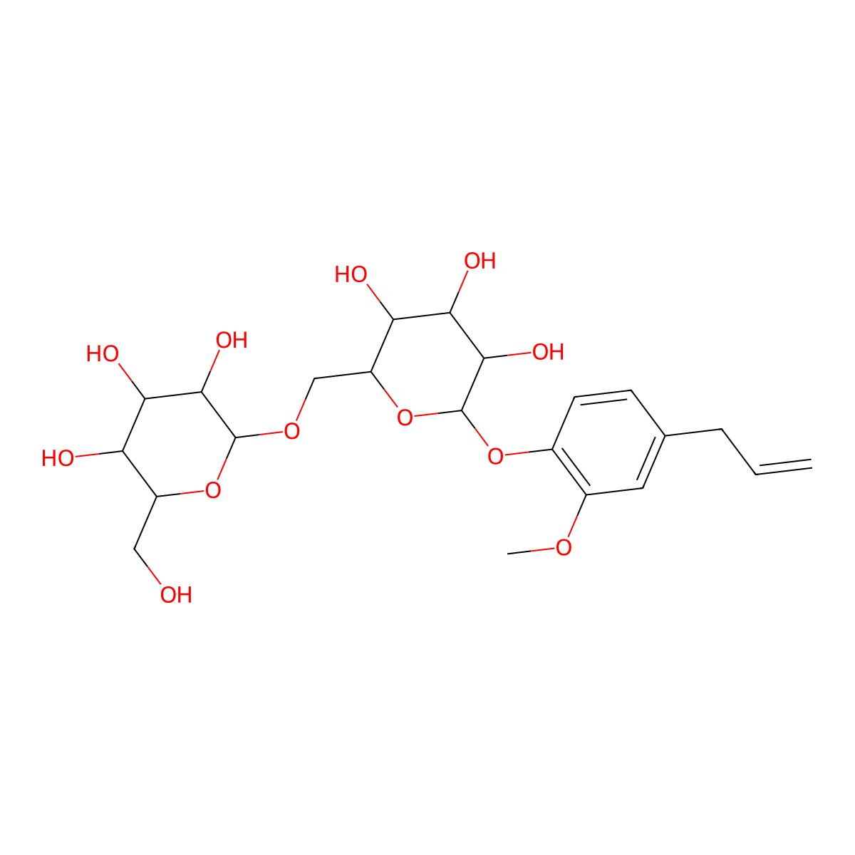 Eugenol gentiobioside molecular structure, CAS 134449-61-9
