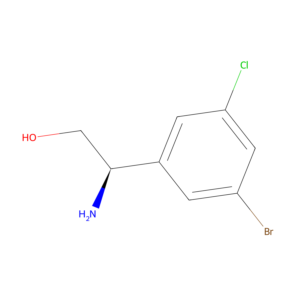 (2r)-2-Amino-2-(3-bromo-5-chlorophenyl)ethan-1-ol molecular structure, CAS 1344506-23-5
