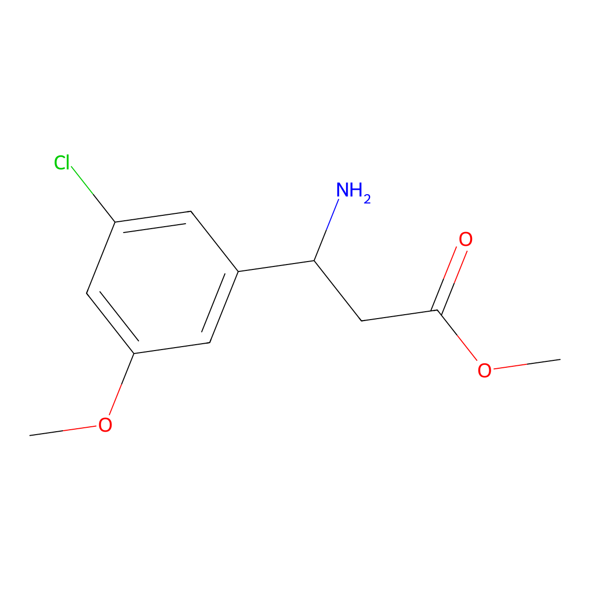 Methyl (R)-3-amino-3-(3-chloro-5-methoxyphenyl)propanoate molecular structure, CAS 1344548-41-9