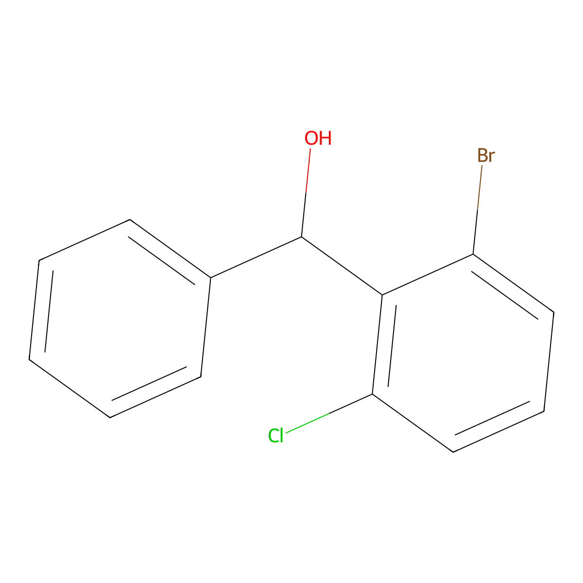 (2-Bromo-6-chlorophenyl)(phenyl)methanol molecular structure, CAS 134456-77-2