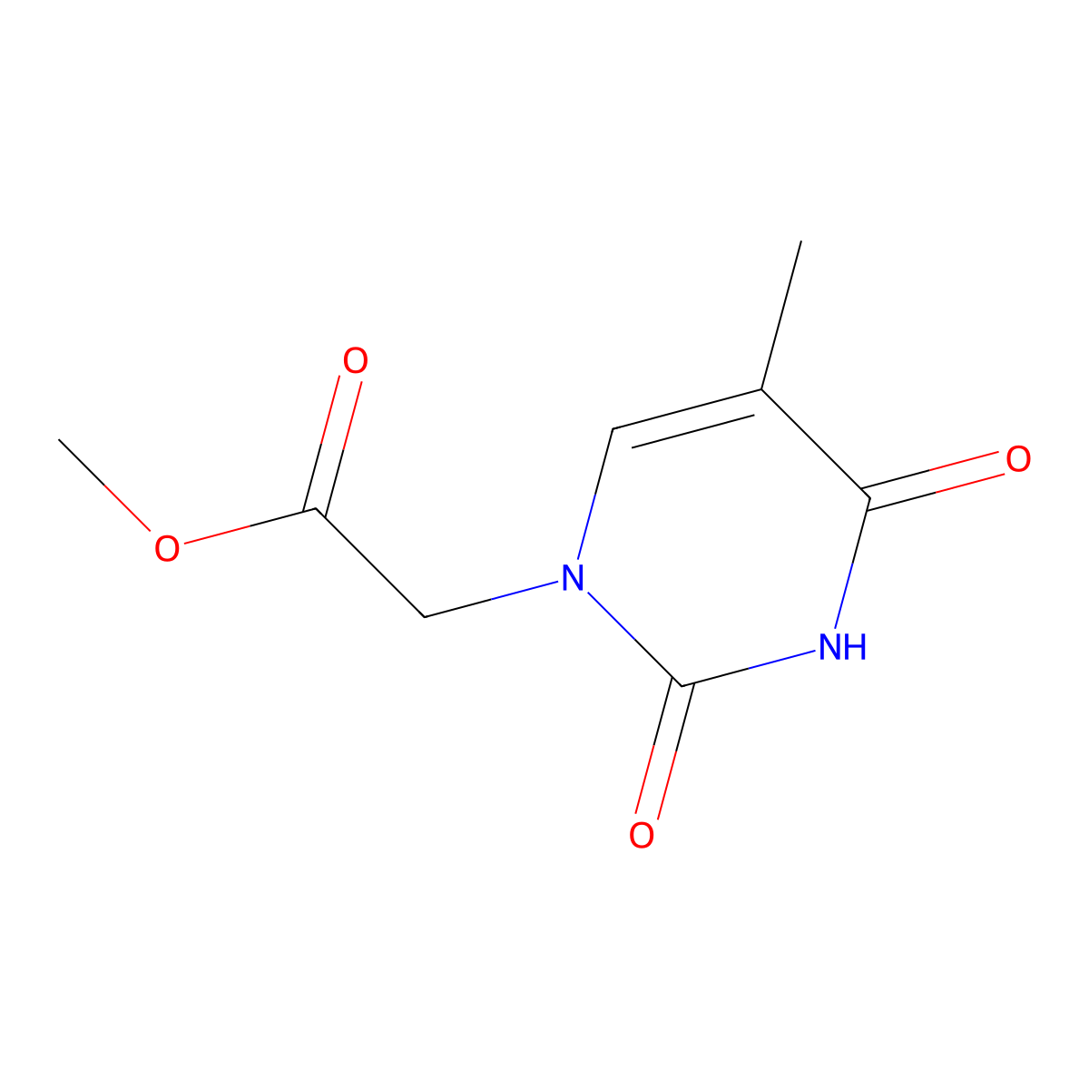 Methyl 2-(5-Methyl-2,4-dioxo-1,2,3,4-tetrahydropyrimidin-1-yl)acetate molecular structure, CAS 134456-94-3