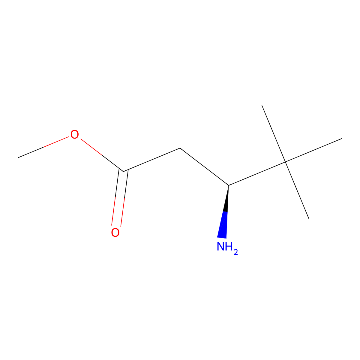 methyl (3S)-3-amino-4,4-dimethylpentanoate molecular structure, CAS 1344571-54-5