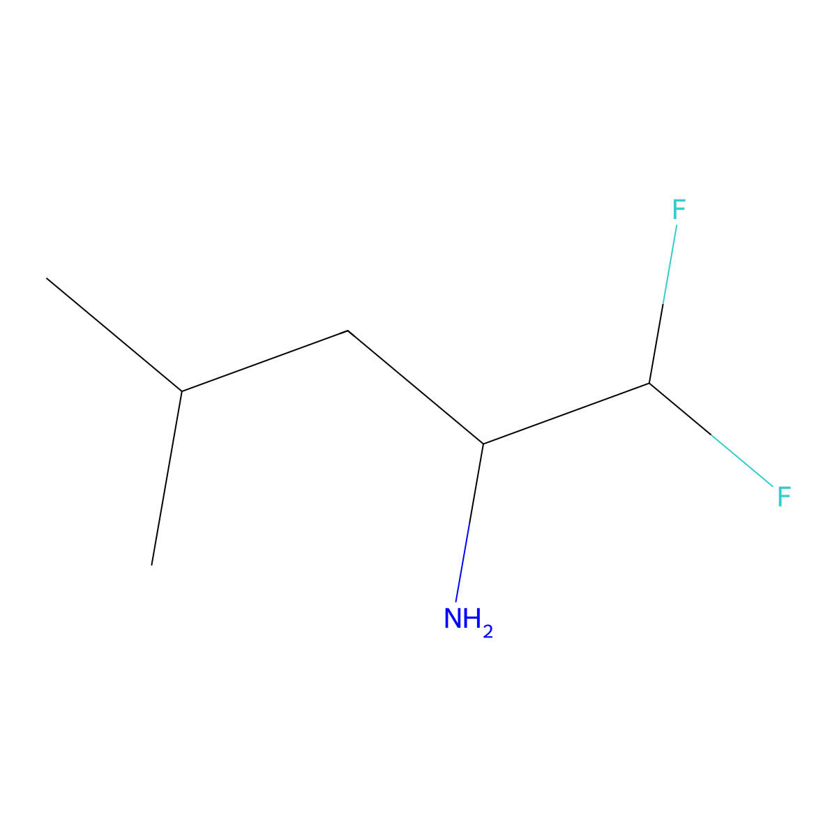 (2R)-1,1-difluoro-4-methylpentan-2-amine molecular structure, CAS 1344581-79-8