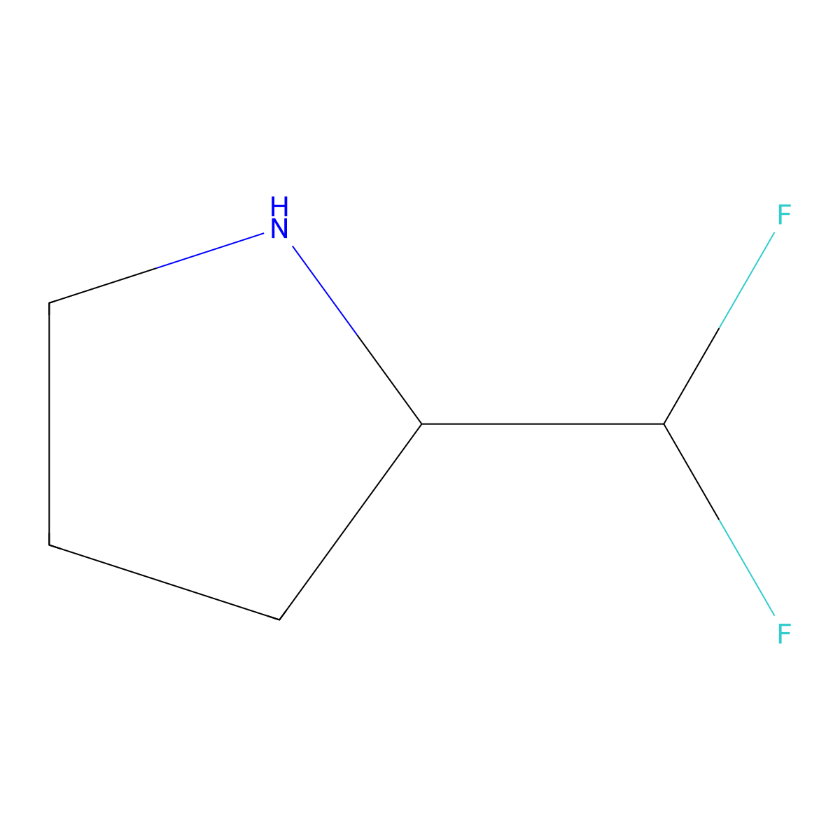 (2R)-2-(difluoromethyl)pyrrolidine molecular structure, CAS 1344581-87-8