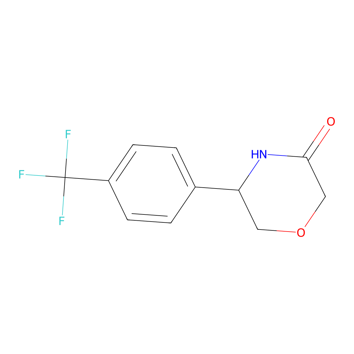 (5R)-5-[4-(trifluoromethyl)phenyl]morpholin-3-one molecular structure, CAS 1344584-09-3