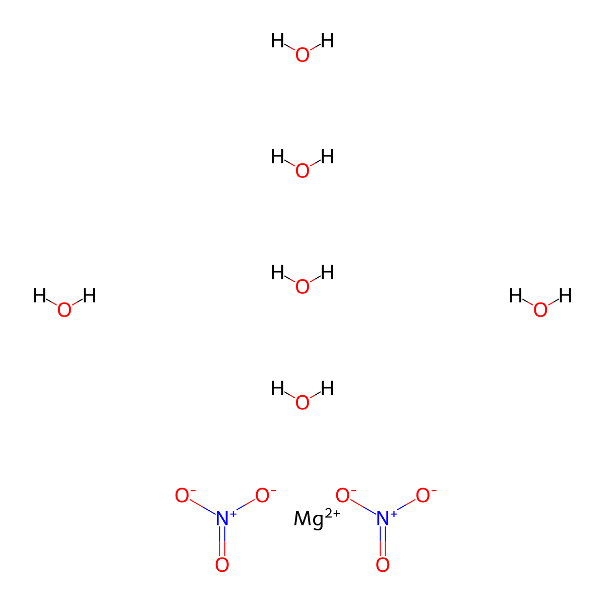 Magnesium Nitrate Hexahydrate molecular structure, CAS 13446-18-9