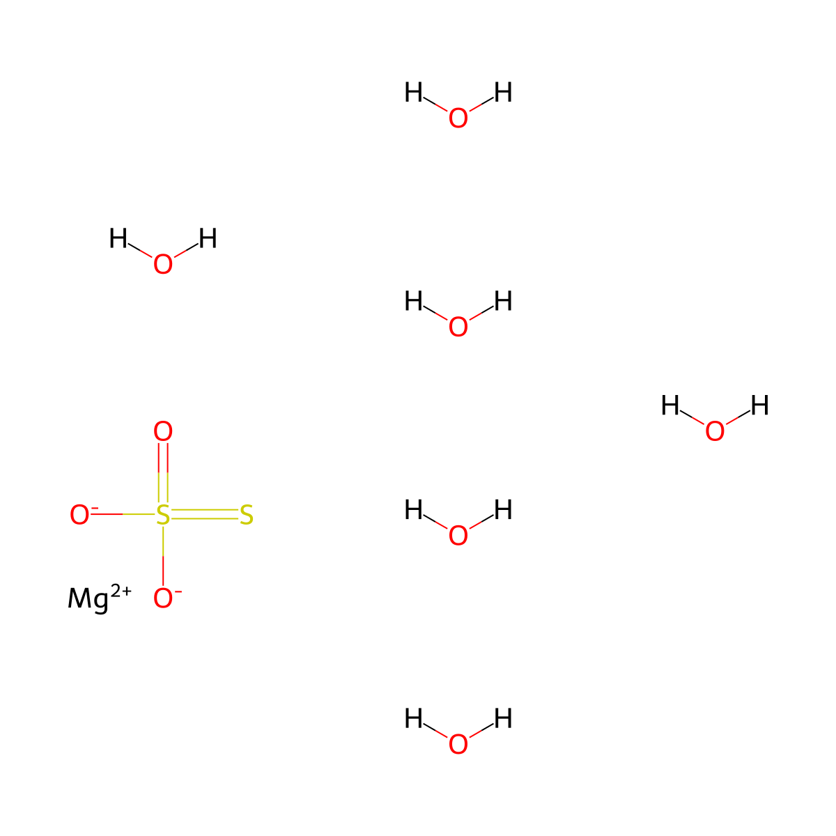 Magnesium thiosulfate hexahydrate molecular structure, CAS 13446-30-5