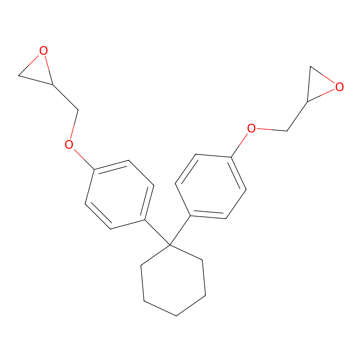 Oxirane, 2,2'-(cyclohexylidenebis(4,1-phenyleneoxymethylene))bis- molecular structure, CAS 13446-84-9
