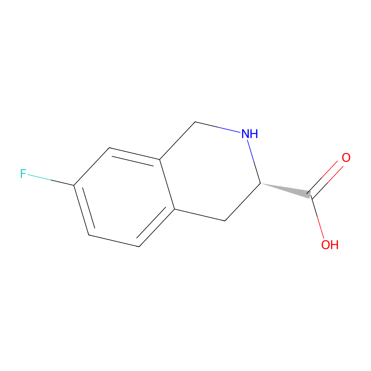 (S)-7-Fluoro-1,2,3,4-tetrahydroisoquinoline-3-carboxylic acid molecular structure, CAS 1344612-87-8