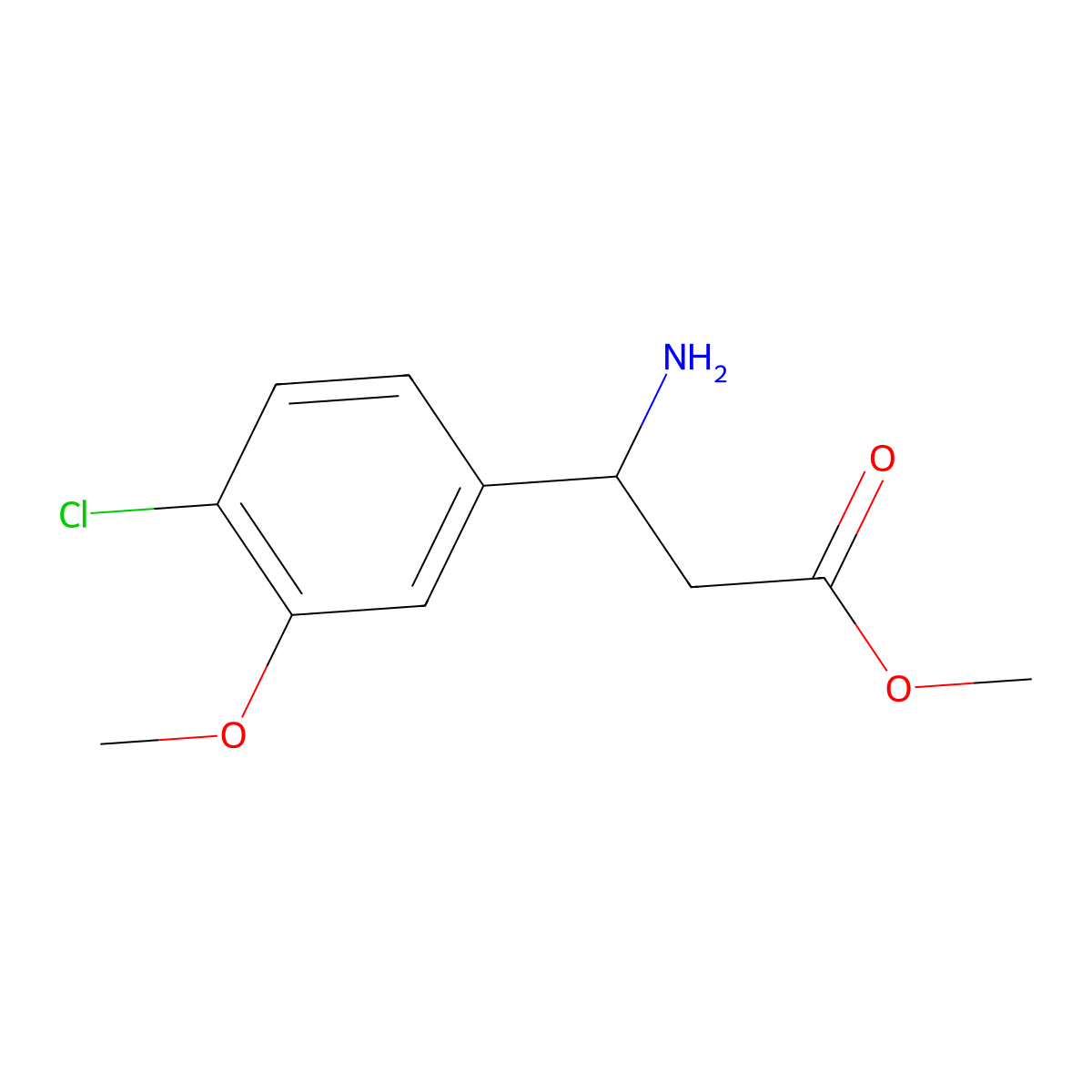 methyl (3S)-3-amino-3-(4-chloro-3-methoxyphenyl)propanoate molecular structure, CAS 1344621-13-1