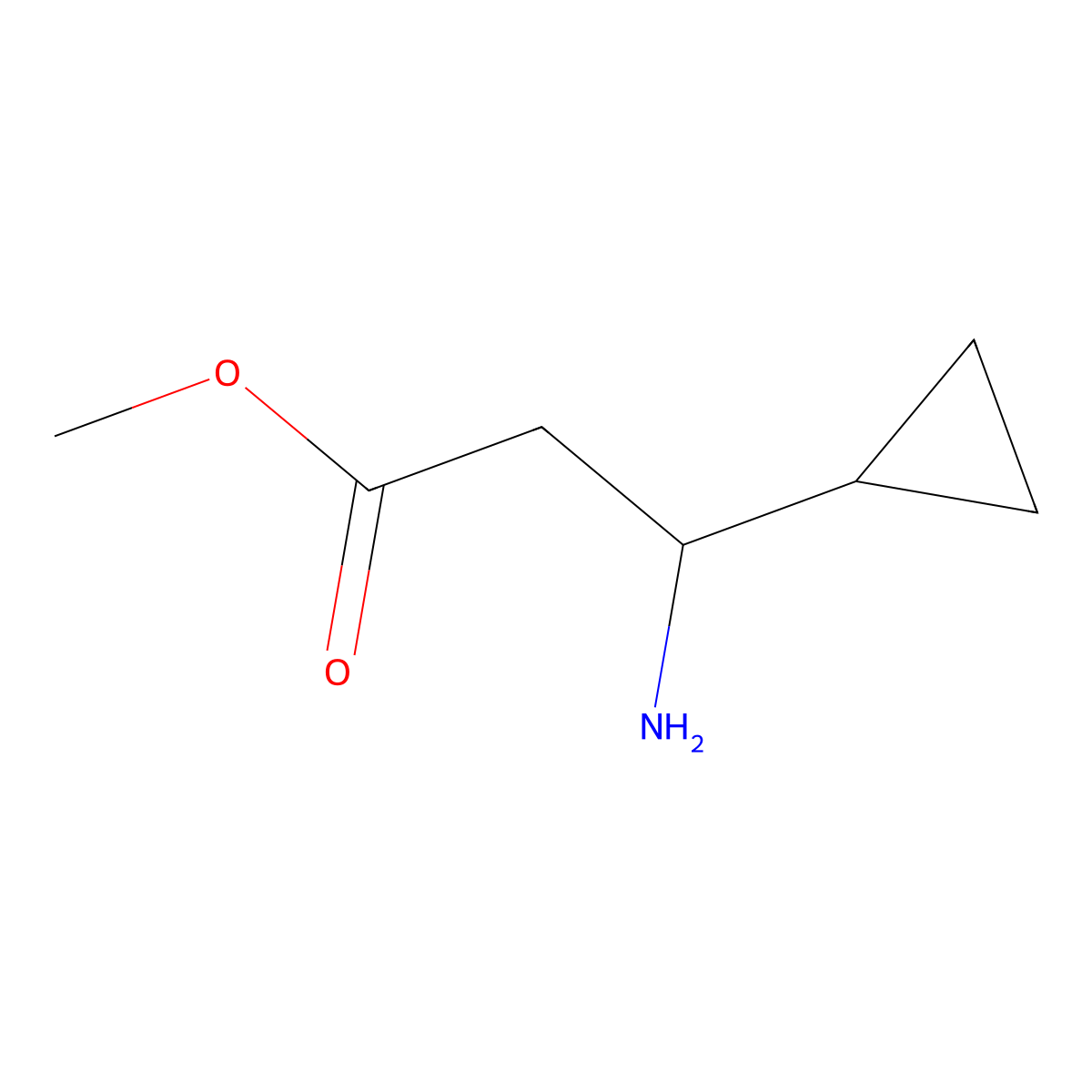 methyl (3R)-3-amino-3-cyclopropylpropanoate molecular structure, CAS 1344635-38-6