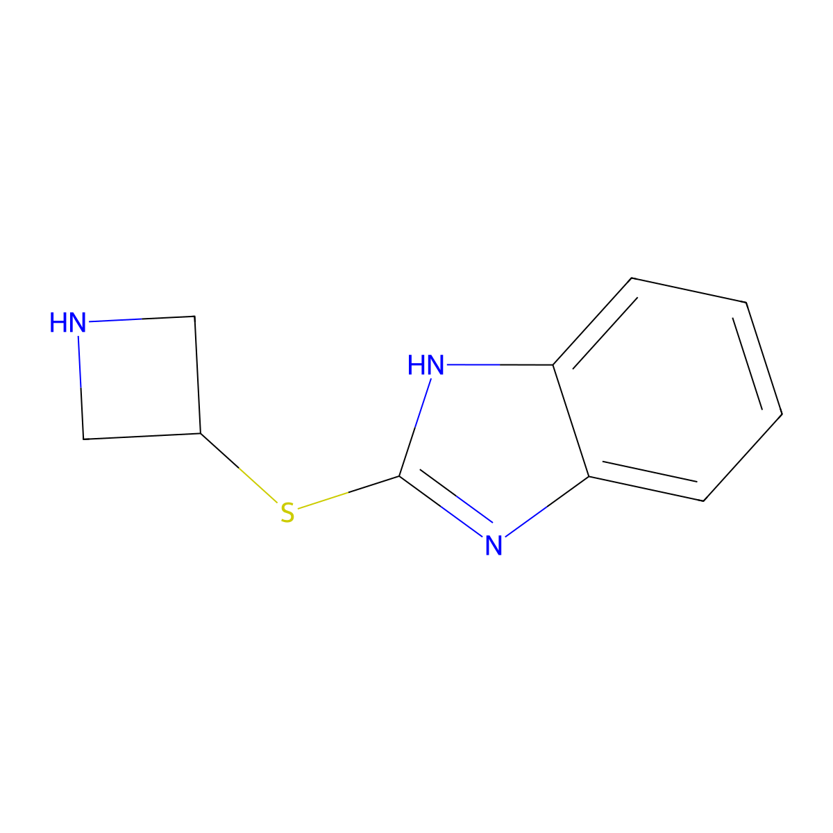 2-(azetidin-3-ylsulfanyl)-1H-1,3-benzodiazole molecular structure, CAS 134464-44-1