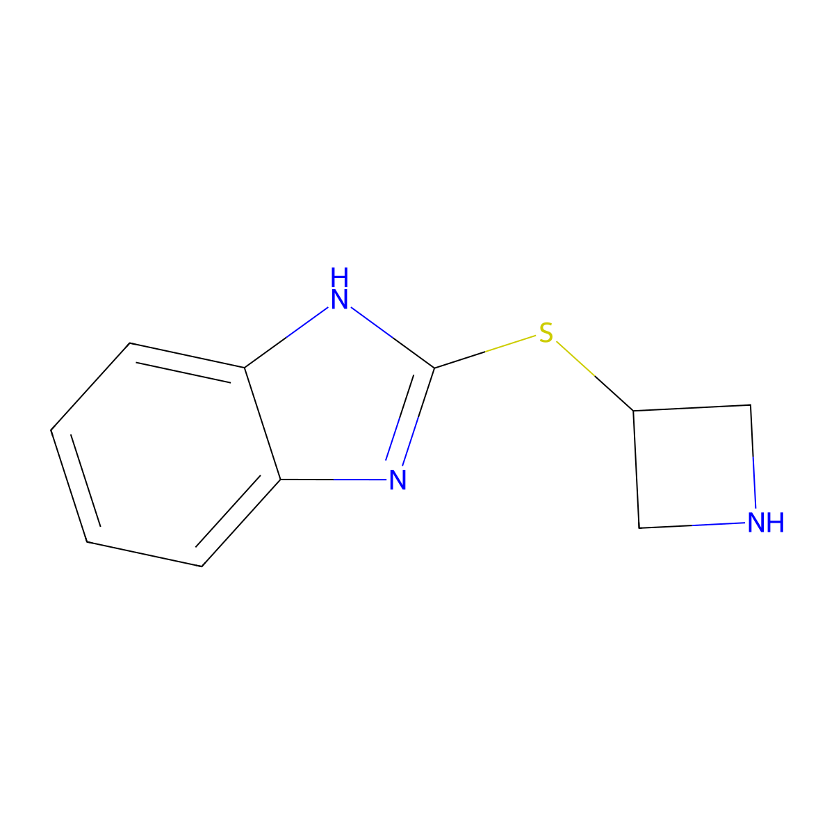 2-(azetidin-3-ylsulfanyl)-1H-1,3-benzodiazole molecular structure, CAS 134464-44-1