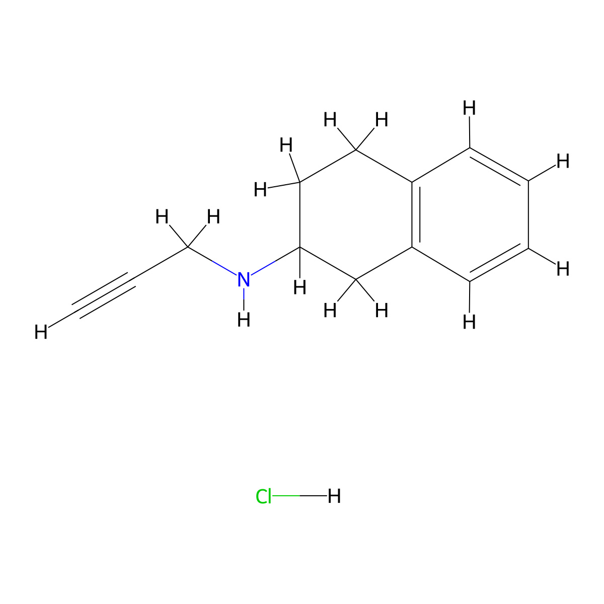2-Naphthalenamine, 1,2,3,4-tetrahydro-N-2-propynyl-, hydrochloride molecular structure, CAS 134467-59-7