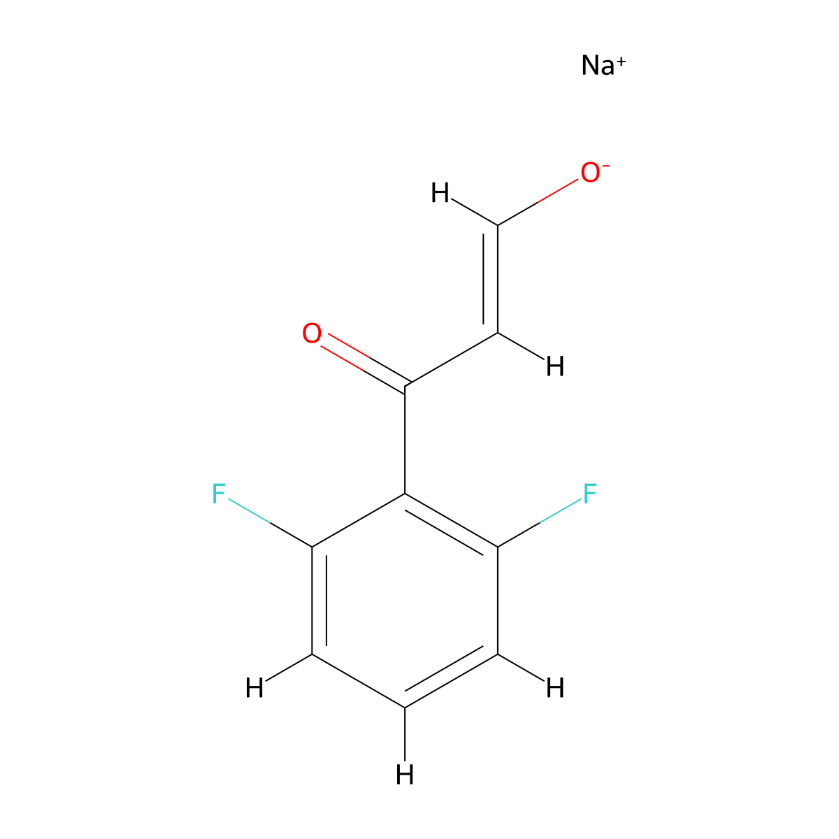 Sodium 3-(2,6-difluorophenyl)-3-oxoprop-1-en-1-olate molecular structure, CAS 1344676-82-9