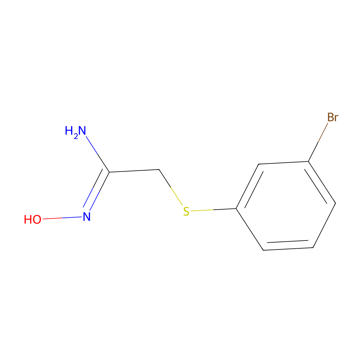 2-[(3-bromophenyl)sulfanyl]-N-hydroxyethanimidamide molecular structure, CAS 1344683-51-7
