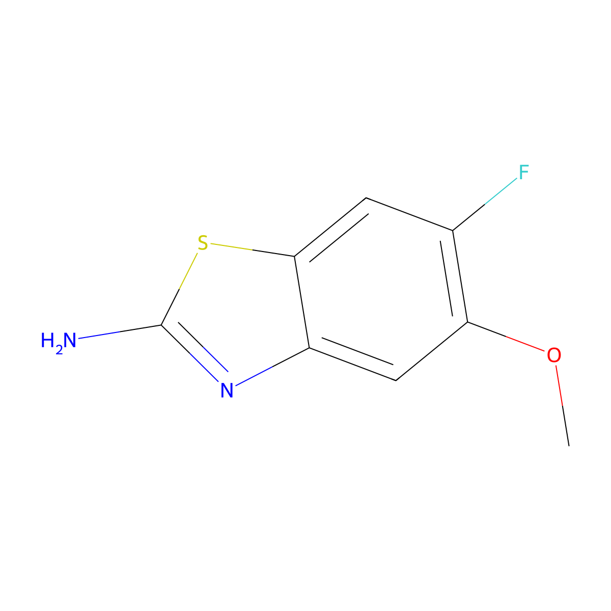 6-Fluoro-5-methoxy-1,3-benzothiazol-2-amine molecular structure, CAS 1344684-78-1