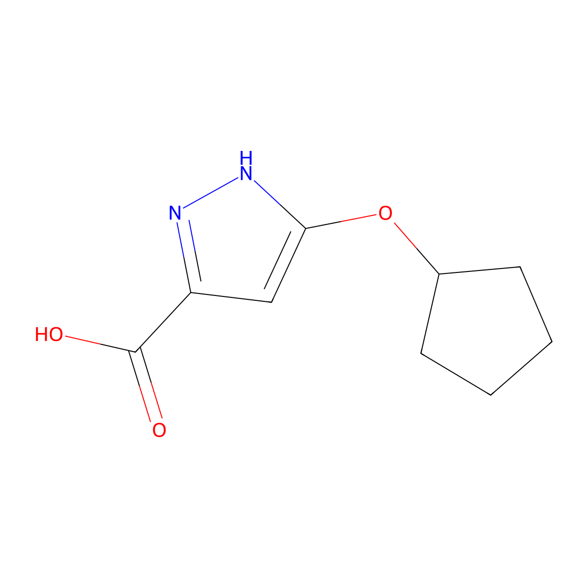 5-(Cyclopentyloxy)-1H-pyrazole-3-carboxylic acid molecular structure, CAS 1344687-35-9