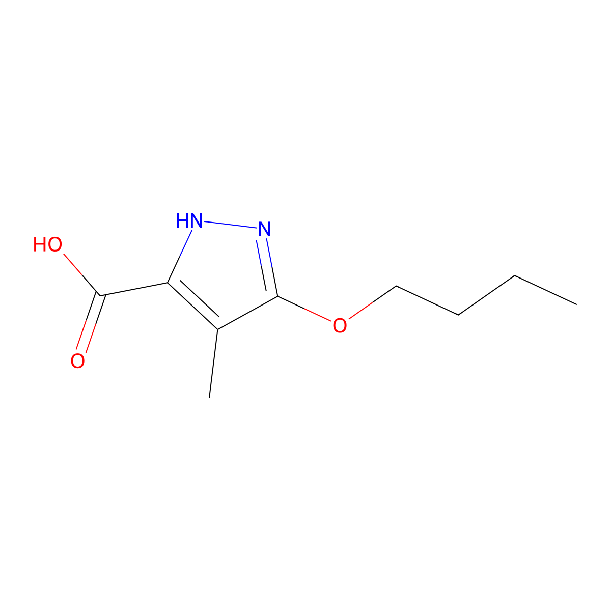 5-Butoxy-4-methyl-1H-pyrazole-3-carboxylic acid molecular structure, CAS 1344687-36-0
