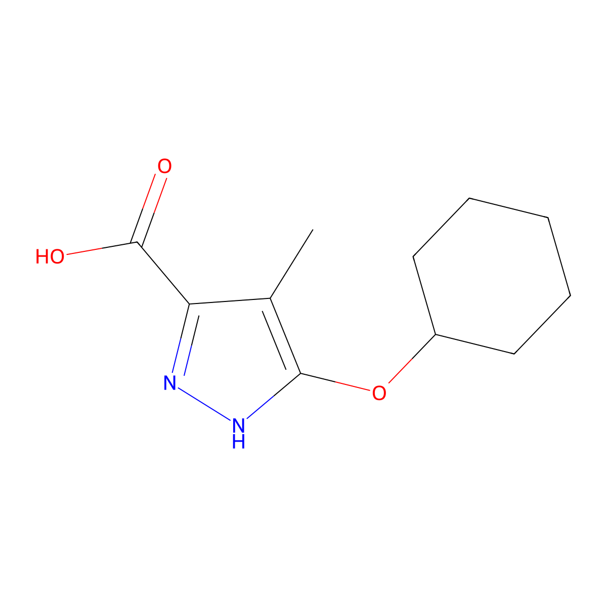 5-(Cyclohexyloxy)-4-methyl-1H-pyrazole-3-carboxylic acid molecular structure, CAS 1344687-69-9
