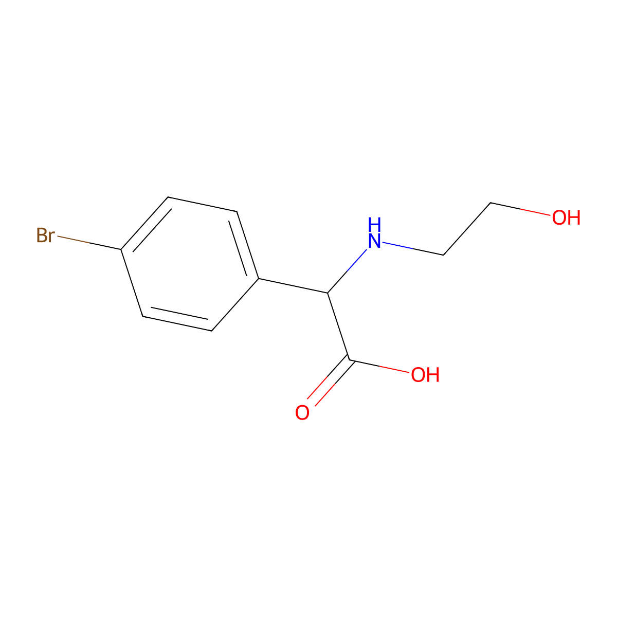 Benzeneacetic acid, 4-bromo-alpha-[(2-hydroxyethyl)amino]- molecular structure, CAS 1344687-76-8