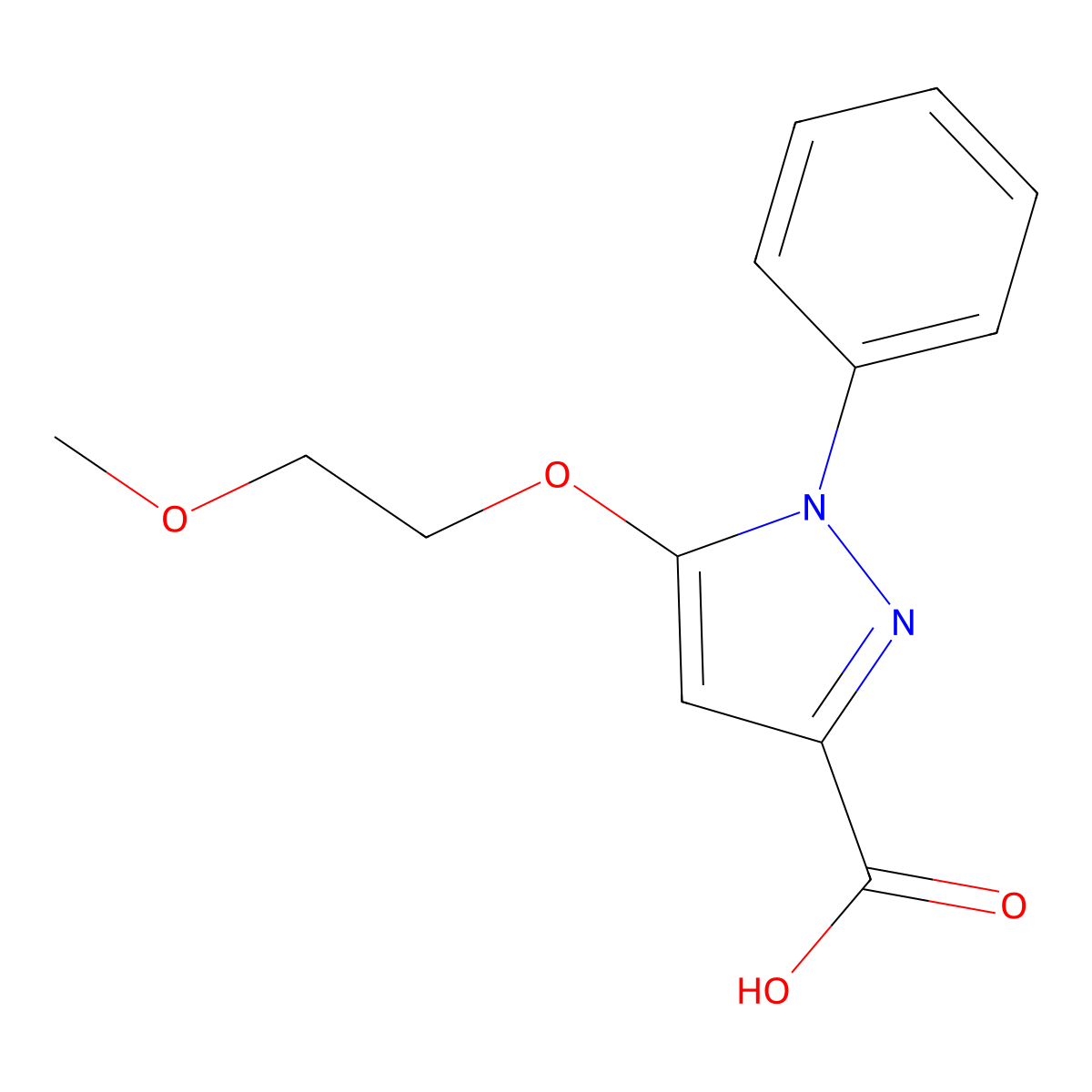 5-(2-Methoxyethoxy)-1-phenyl-1H-pyrazole-3-carboxylic acid molecular structure, CAS 1344687-96-2