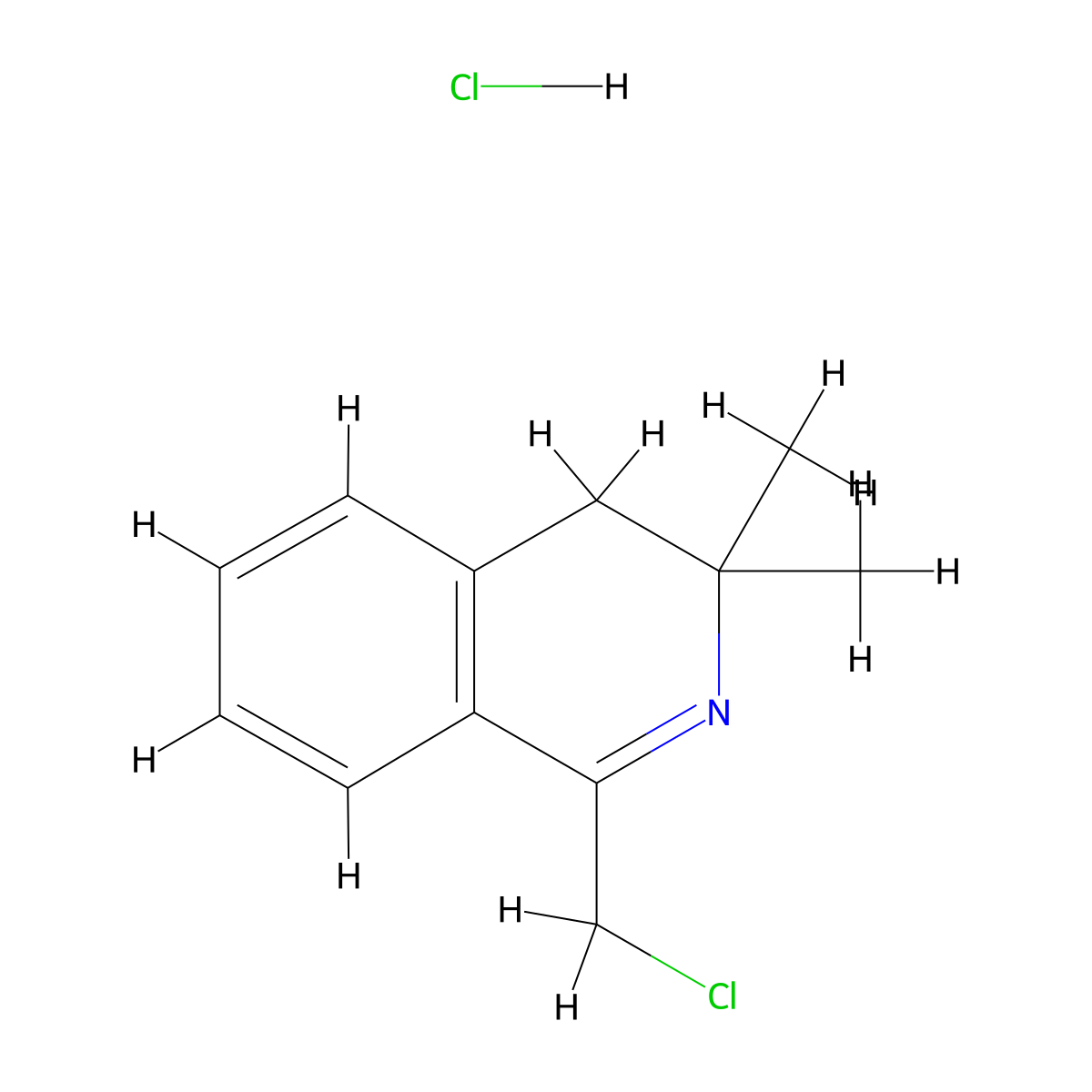 Isoquinoline, 1-(chloromethyl)-3,4-dihydro-3,3-dimethyl-, hydrochloride molecular structure, CAS 134469-47-9