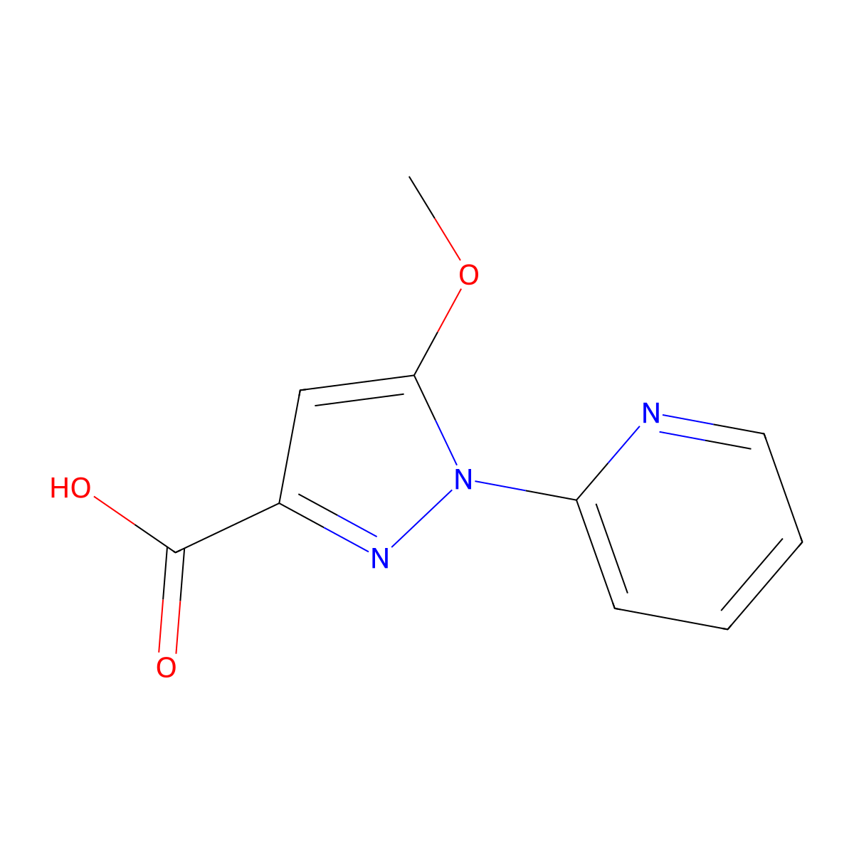 5-Methoxy-1-(pyridin-2-yl)-1H-pyrazole-3-carboxylic acid molecular structure, CAS 1344692-22-3